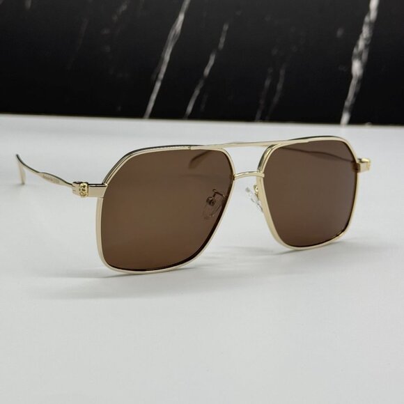 NEW ALEXANDER MCQUEEN GOLD BROWN PILOT UNISEX SUNGLASSES AM0372S 002 main image 5